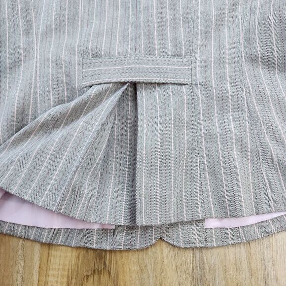 🐞Signature by Larry Levine Gray & Pink Pinstripe Blazer Size 10 - Picture 14 of 15